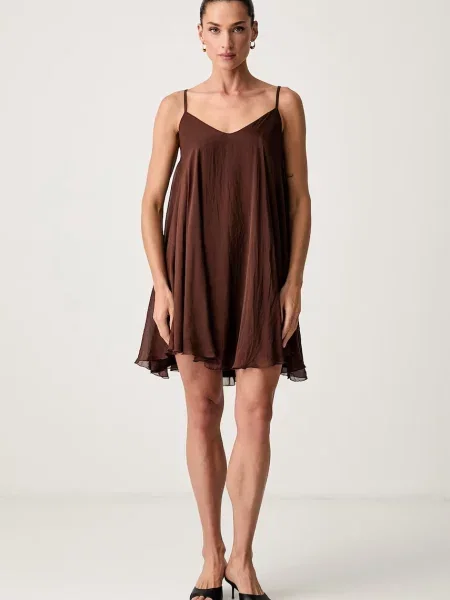 Haveone rochie de vară din vâscoză maro