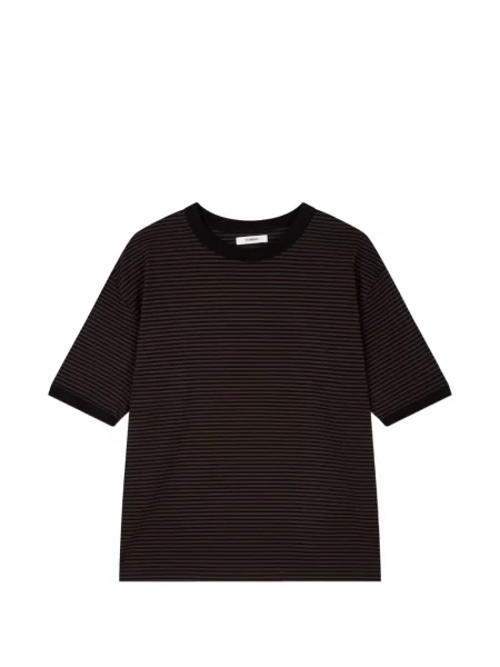 Krótka koszulka Tomboy w paski z krótkim rękawem czarna