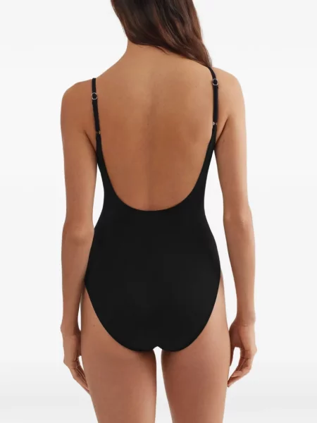 Costum de baie Polo Ralph Lauren în carouri cu decolteu în V galben