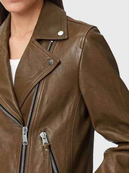 AllSaints kurtka skórzana DALBY BIKER brązowy