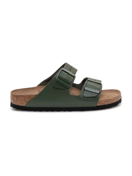 Klapki Birkenstock skórzane zielone