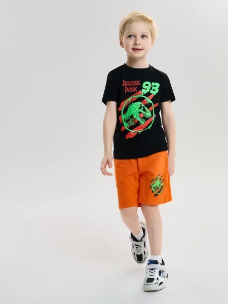 Sinsay Souprava trička a kraťas Jurassic Park černá