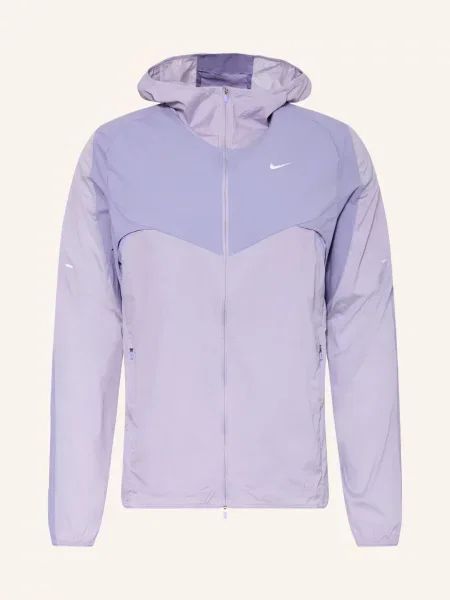Nike Běžecká Bunda Stride Plus černošedá / světle fialová