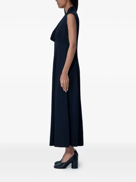 Κοστούμι μίντι φόρεμα Jil Sander με λαιμόκοψη v με μήκος μέχρι το γόνατο μαύρο