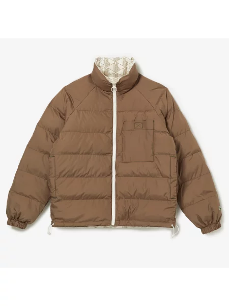 Lacoste Unisex Wodoodporna Dwustronna Kurtka brązowa
