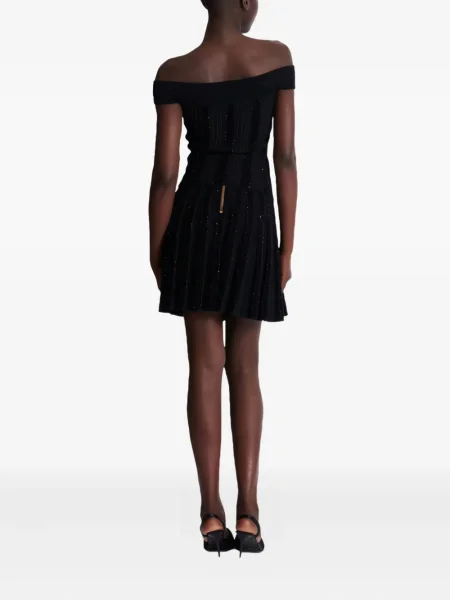 Top Balmain cu umerii deschiși negru