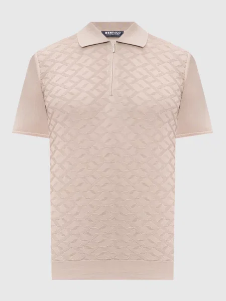 Поло із шовку у візерунок Bertolo Cashmere бежеве