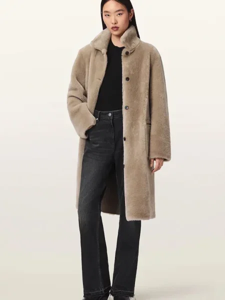 AllSaints пальто шкіряне SERRA