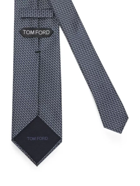 Cravată Tom Ford de mătase cu imprimeu geometric albastru