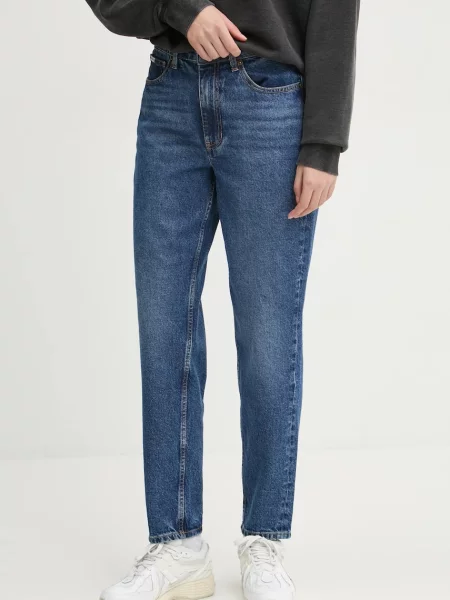 Дънки Guess Jeans с висока талия синьо