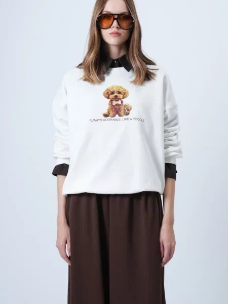 Trend Alaçatı Stili Sweater majica ecru/prljavo / konjak / višnja / tamno smeđa bijela