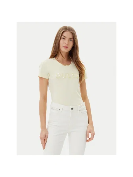 Guess Póló Slim Fit sárga
