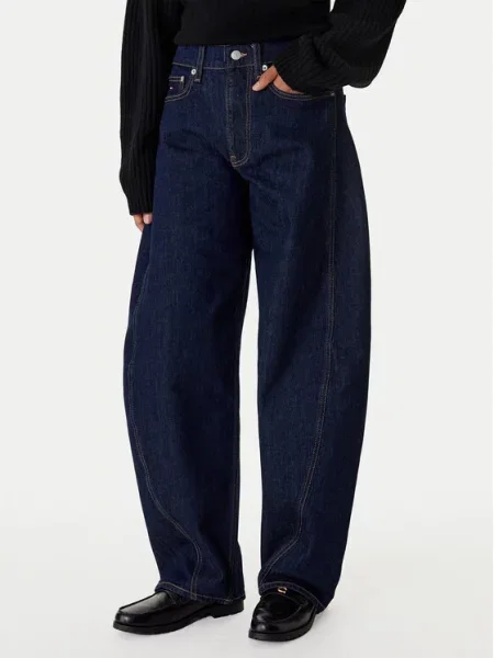 Tommy Jeans Džinsai Ella Tamsiai Barrel Fit mėlyna