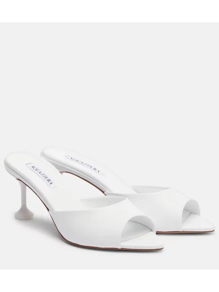 Usnjene mules Aquazzura bela