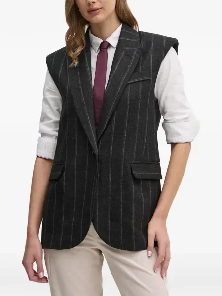 Dryžuotas liemenė La Petite Française be rankovių pilka