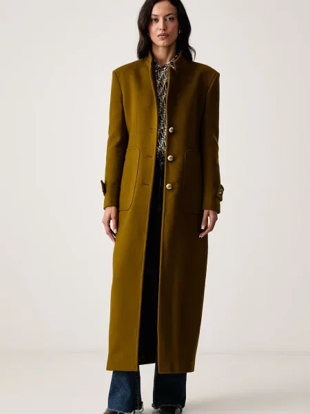 Palton Pinko de lână elegant verde