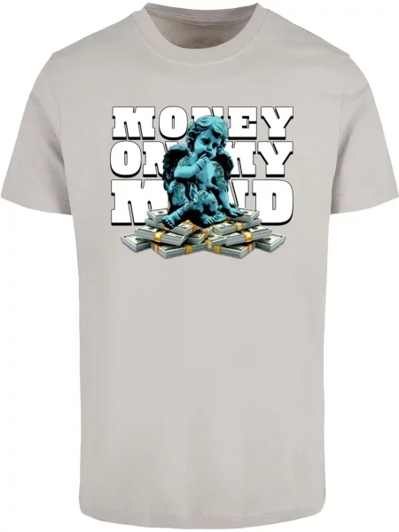Mister Tee Tričko Money On My Mind šedá / petrolejová offwhite černá