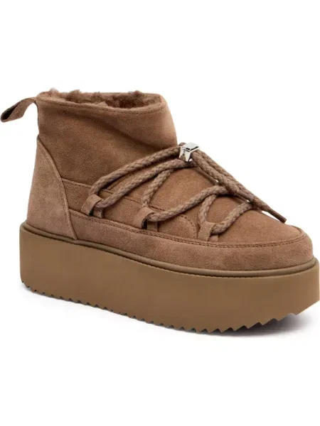 INUIKII Bocanci CLASSIC LOW PLATFORM | piele întoarsă bej