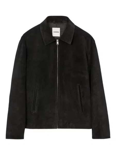Geacă Sandro din piele de căprioară negru