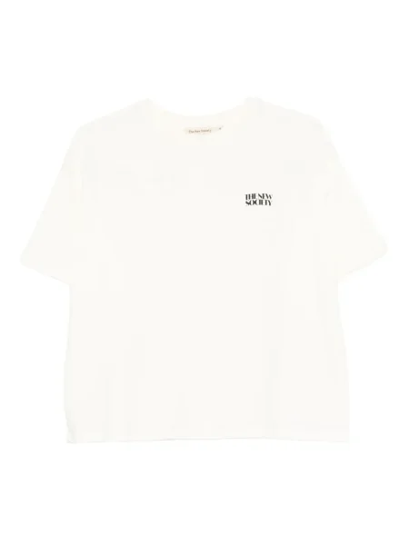 Tricou The New Society cu broderie alb
