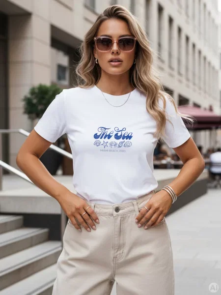 T-shirt klasyczny z nadrukiem Dstreet biały