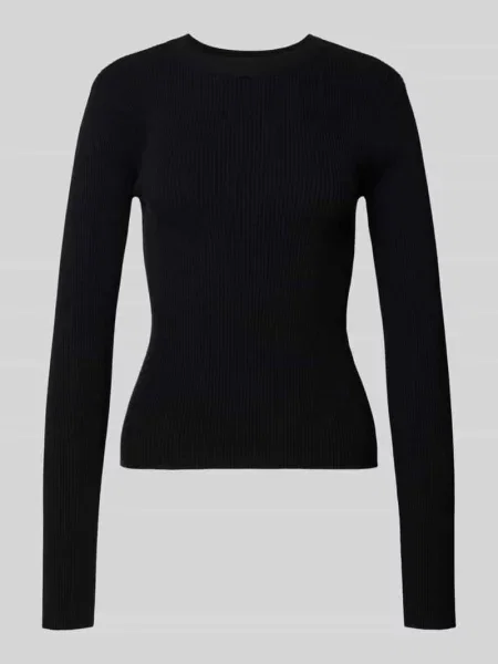 Sweter o kroju slim fit z dzianiny z mieszanki model ‘MIRA’ Pieces czarny