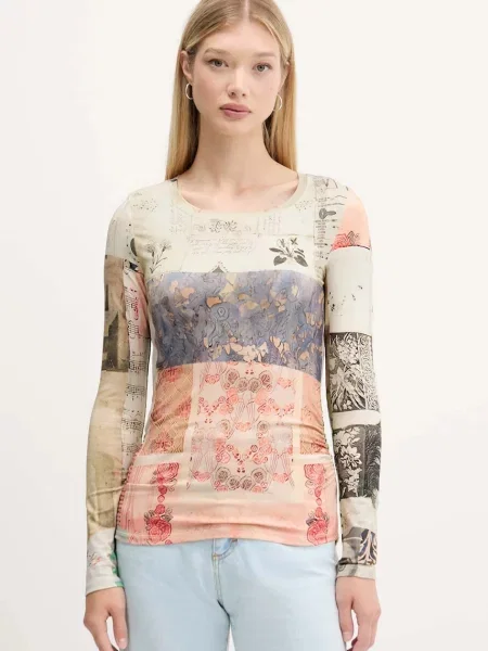 Tricou mânecă lungă Desigual bej