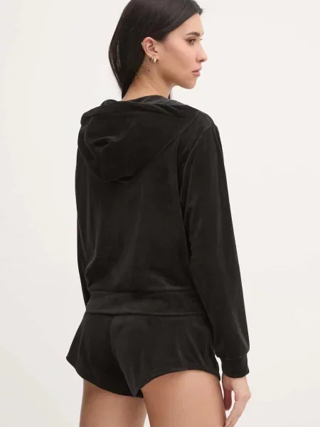 Піжамна кофта Juicy Couture LIV RIB VELOUR HOODIE чорний