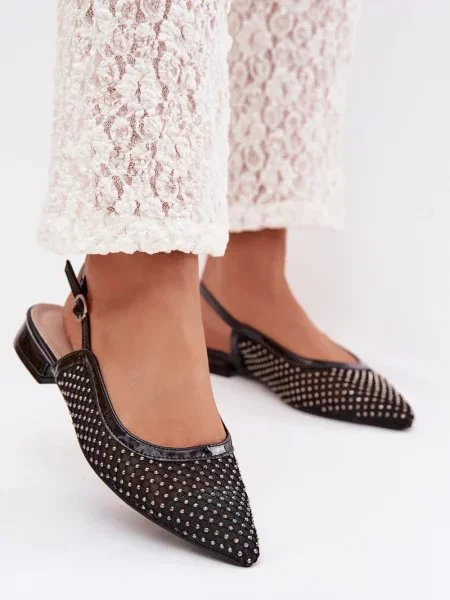 Balerinke Boto z odprtimi prsti z mrežo črna