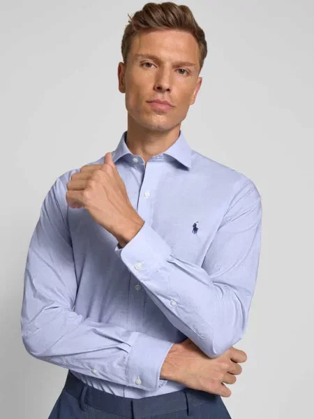Koszula biznesowa o kroju slim fit z czystej bawełny Polo Ralph Lauren błękitna