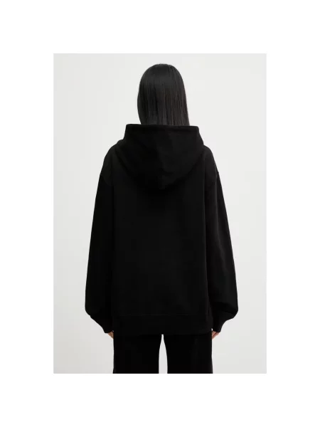 Bluza z kapturem Mm6 Maison Margiela z kapturem z logo czarna