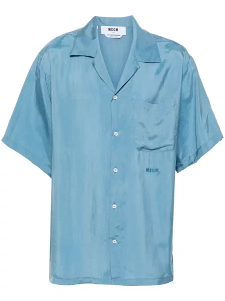 Saténová s límcem košile Msgm modrá