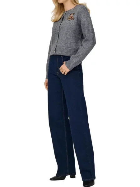 Kardigan Only z nadrukiem szary