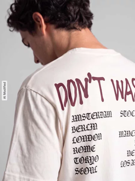 T-shirt o kroju oversized z czystej bawełny model JOVI' Don't Waste Culture beżowa