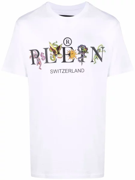 Tricou grafic Philipp Plein cu imagine alb