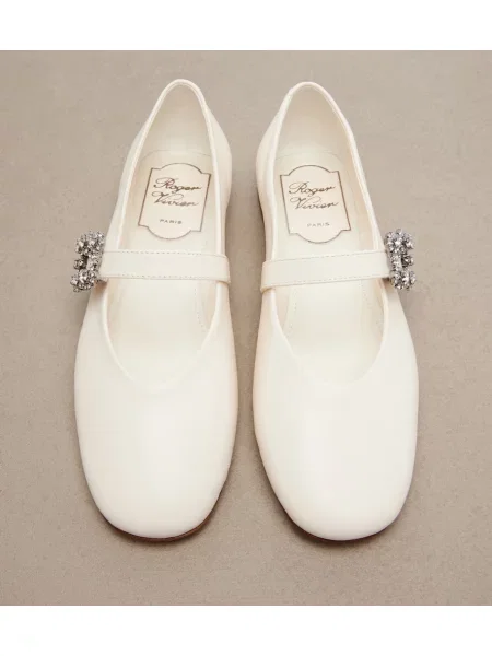 Balerini Roger Vivier din piele alb