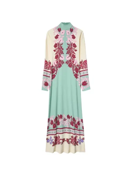 Rochie maxi La Doublej cu model floral de costum verde