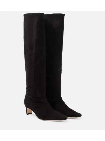 Велурени ботуши Staud черно