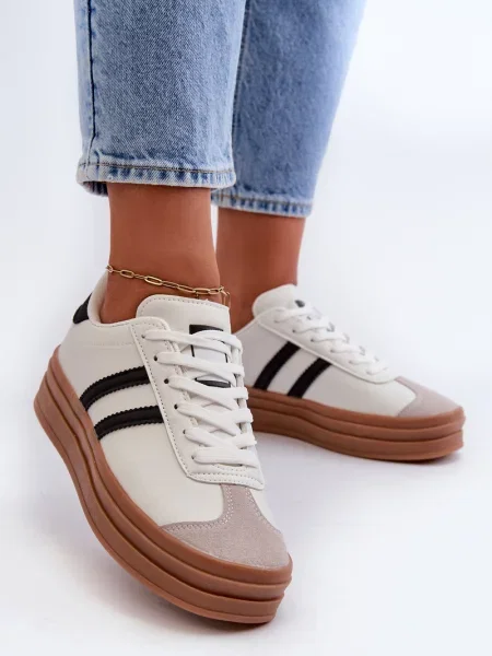 Sneakersy Boto na platformie białe