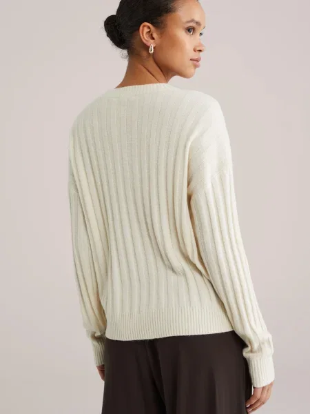 WE Fashion Pulover natural alb