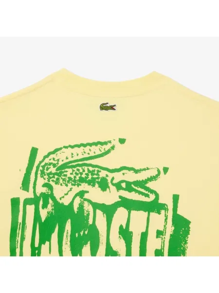 Lacoste Koszulka Z Monogramem Z Bawełnianego Dżerseju żółty