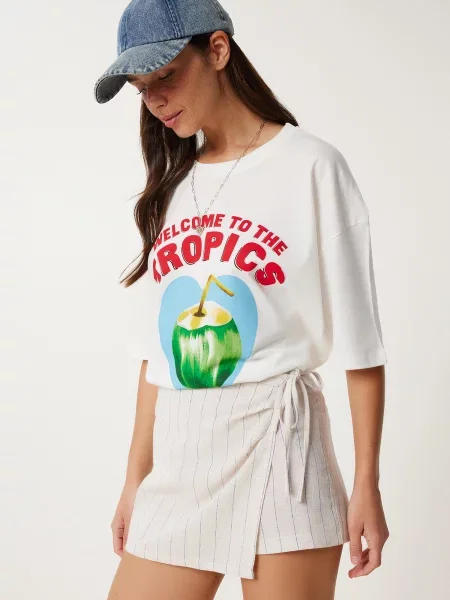 Happiness İstanbul Fustă crem / deschis albastru