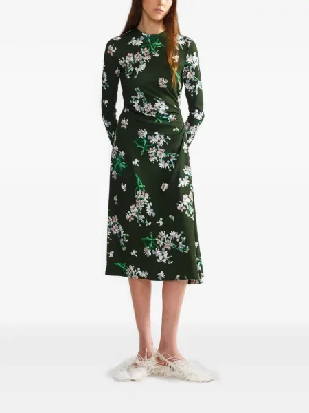 Rochie midi Erdem cu model floral cu imagine verde