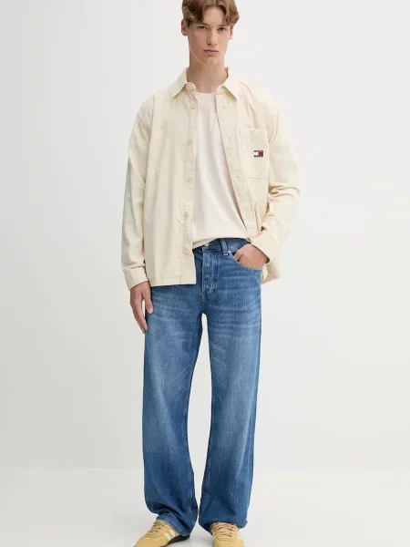 Tommy Jeans koszula regular z kołnierzykiem klasycznym beżowy