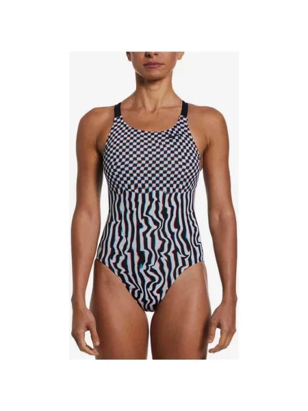 Jednoczęściowy strój kąpielowy Nike Swim Fast Back Czarny Niebieski Czerwony 22 biały