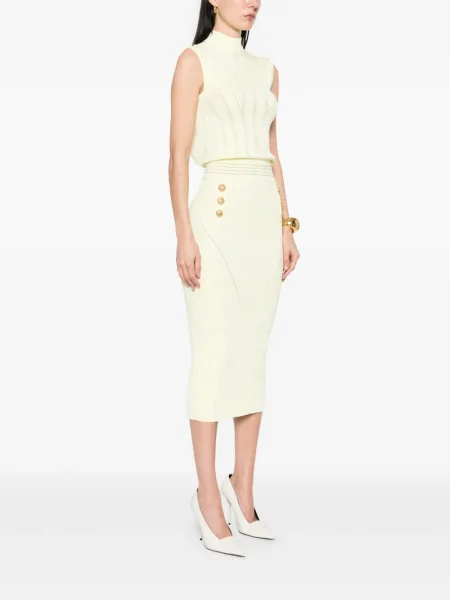 Megzta midi suknelė Balmain Pre-owned geltona