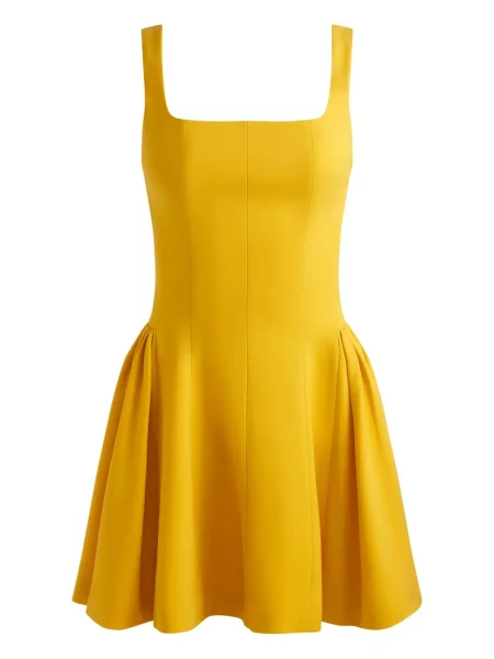 Mała sukienka mini Alice + Olivia dzwony garniturowa żółta