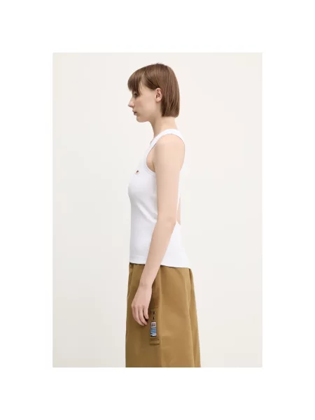 Haftowany top Fiorucci bez rękawów biały