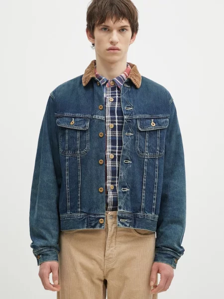 Human Made geaca jeans Blanket Lined Denim Work Jacket barbati marin de tranzitie albastru