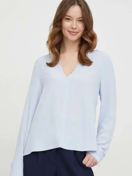 Блуза Tommy Hilfiger синьо с изчистен дизайн светлосиньо